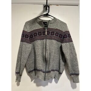 VTG Sigi Scheiber Cardigan sz:46 Grey Tyrolean Pure New Wool Full Zip Sweater